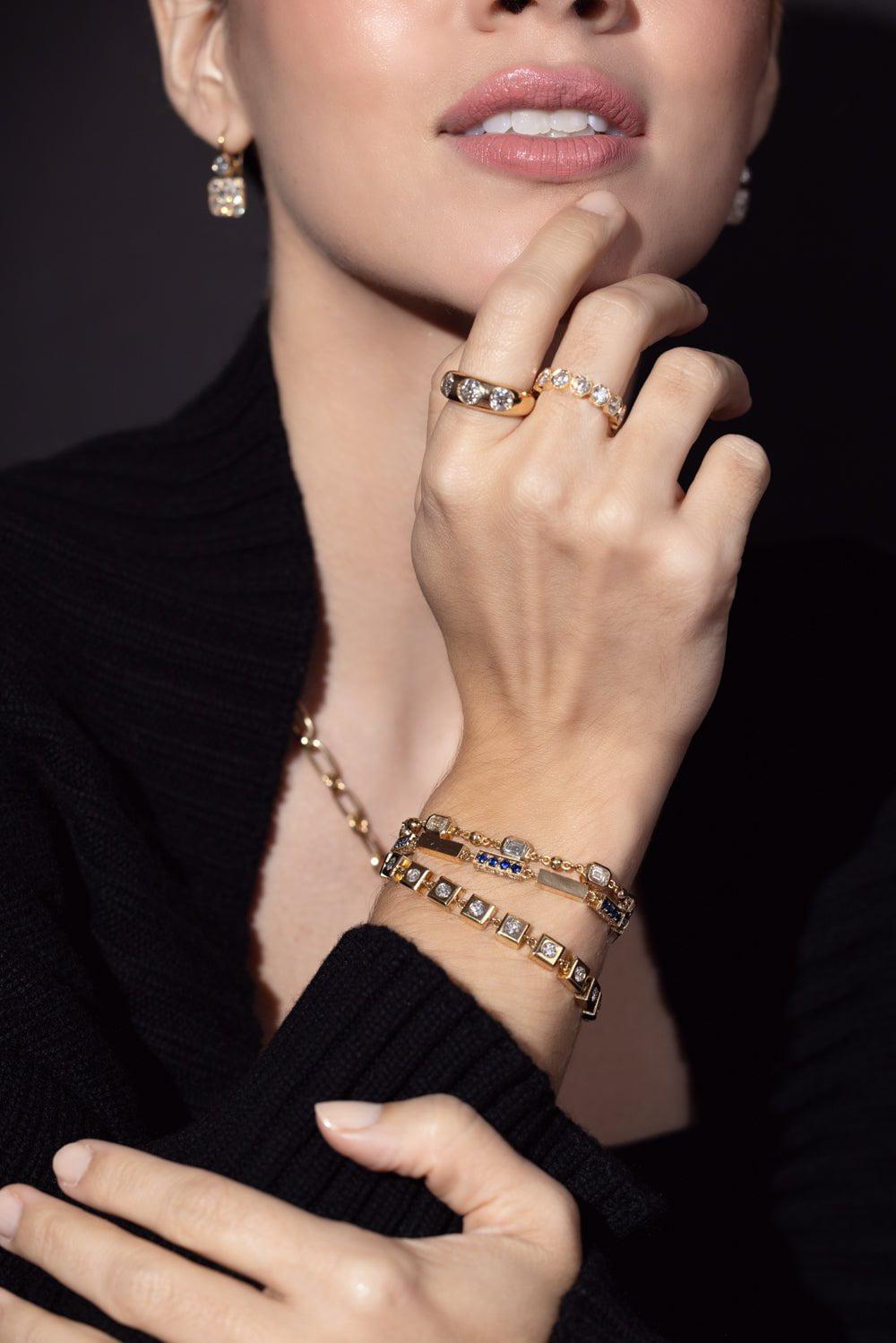 SINGLE STONE-Giana Blue Sapphire Bracelet-YELLOW GOLD