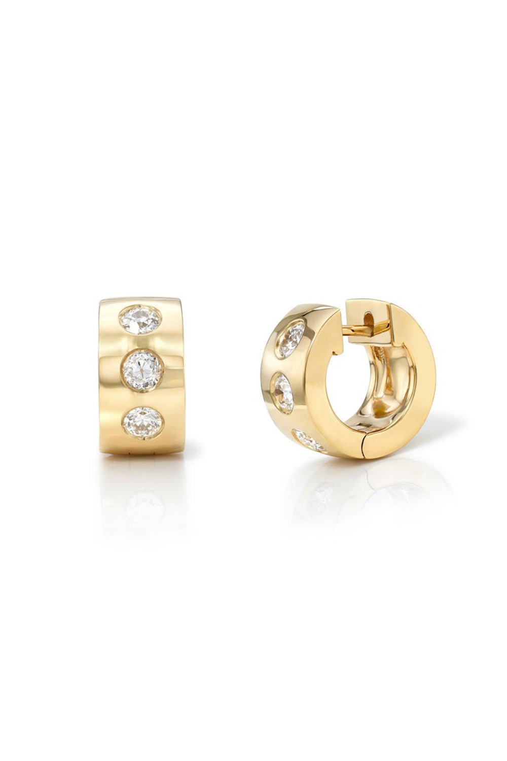 SINGLE STONE-Jenni Diamond Huggie Earrings-YELLOW GOLD