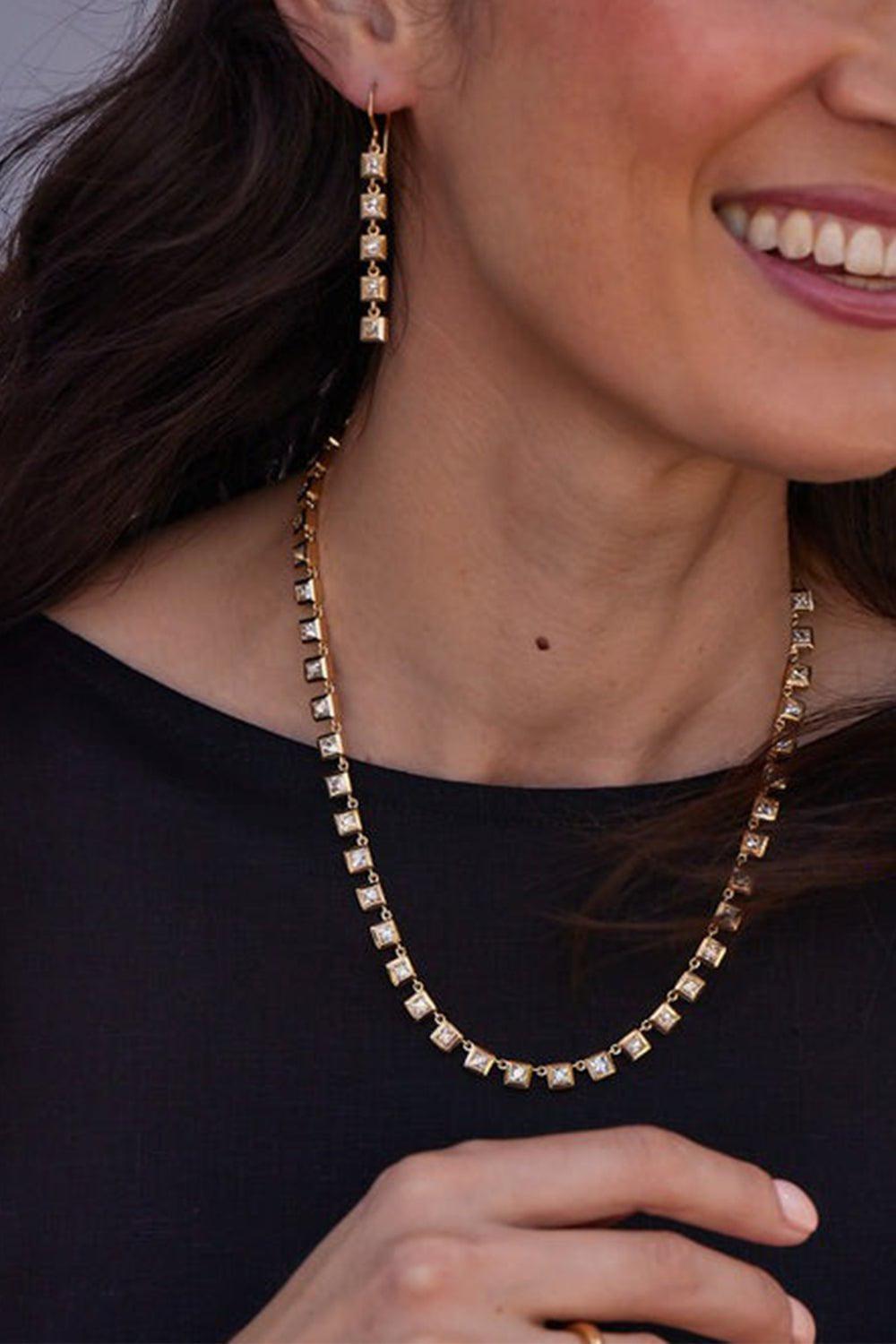 SINGLE STONE-Karina Duster Earrings-YELLOW GOLD