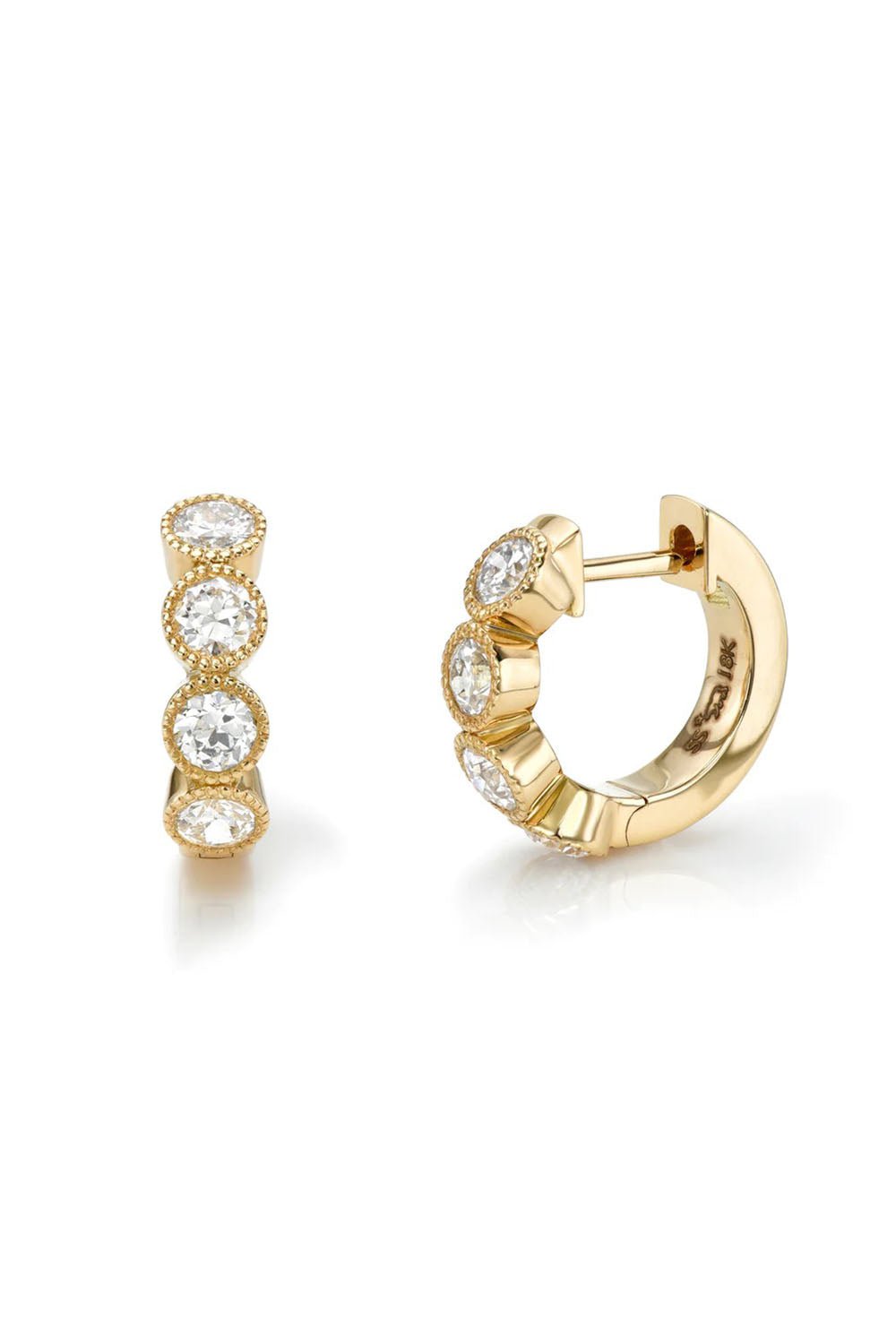 SINGLE STONE-Medium Gabby Huggie Earrings-YELLOW GOLD