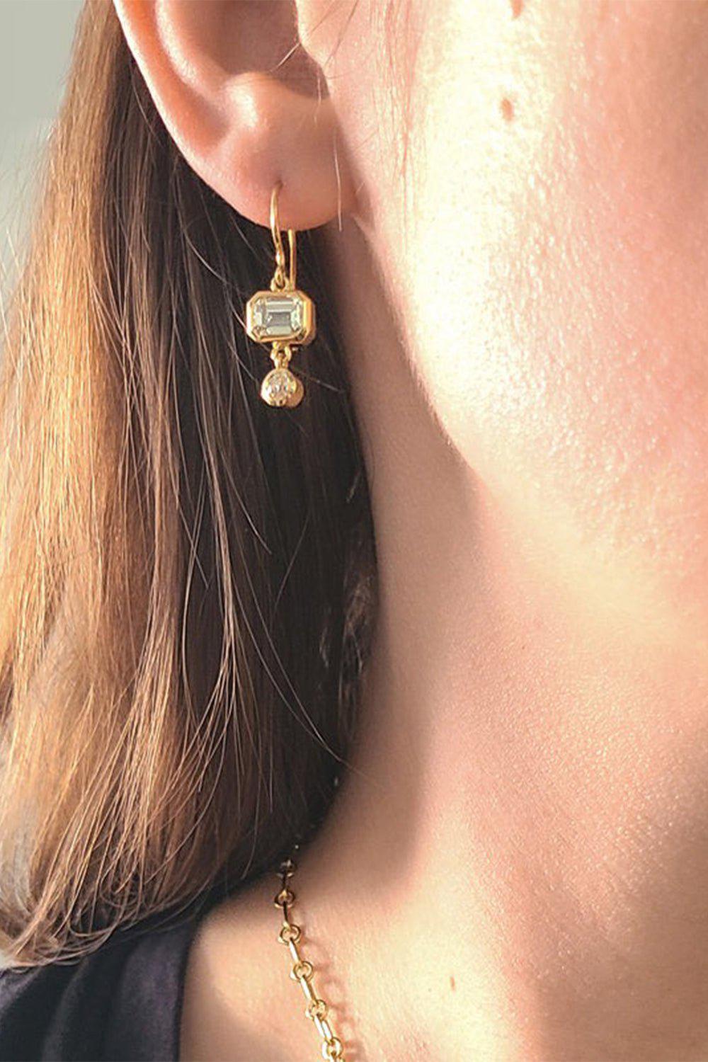 SINGLE STONE-Paloma Diamond Double Drop Earrings-YELLOW GOLD