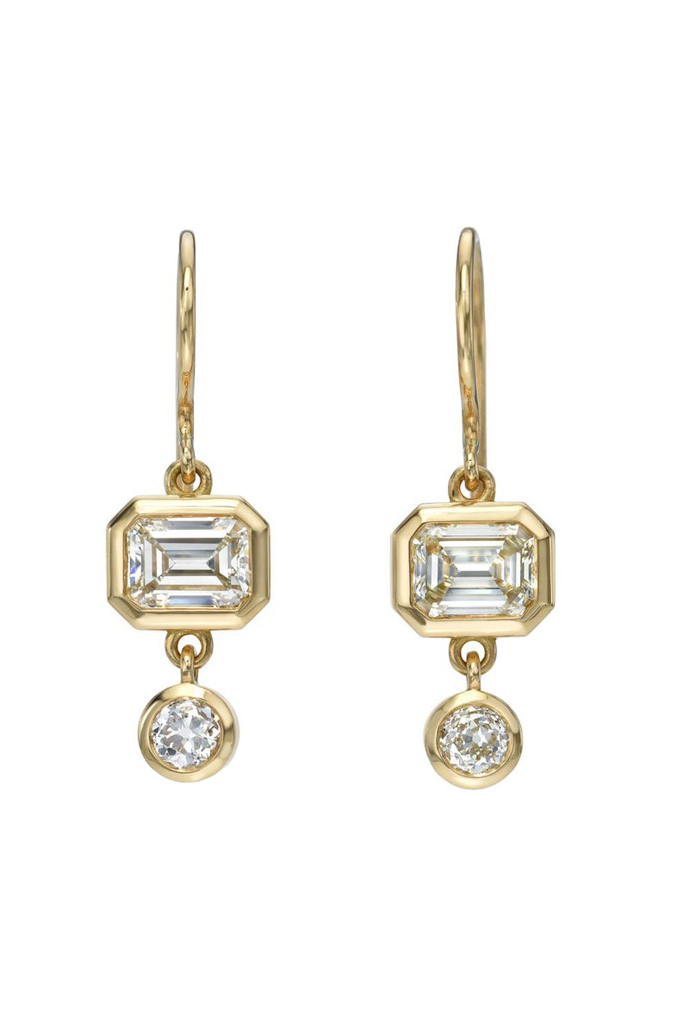 SINGLE STONE-Paloma Diamond Double Drop Earrings-YELLOW GOLD