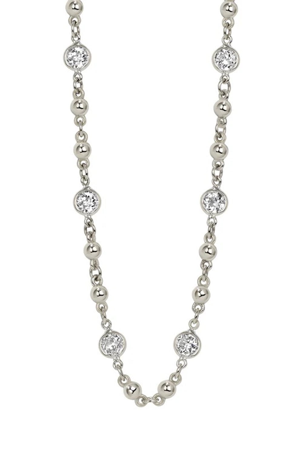 SINGLE STONE-Diamond Rosary Necklace - Platinum-PLATINUM