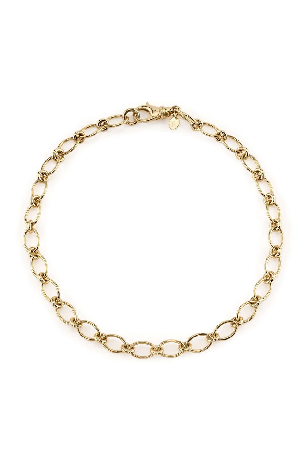 SINGLE STONE-Crew Necklace-YELLOW GOLD
