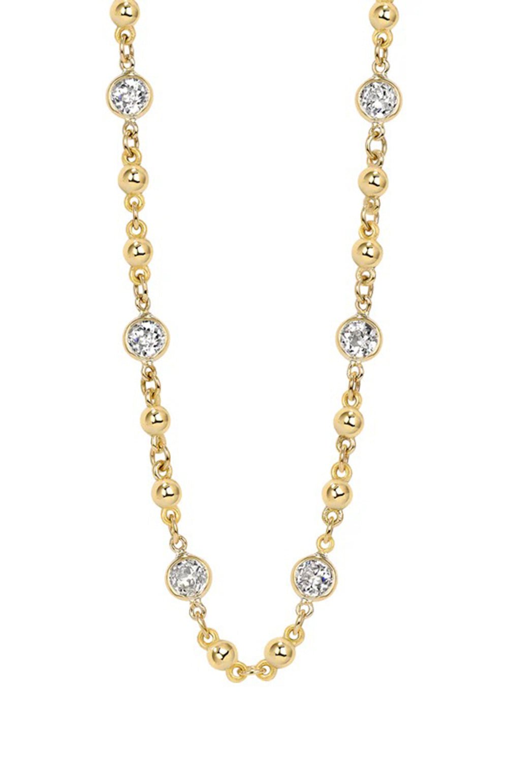 SINGLE STONE-Diamond Rosary Necklace - Yellow Gold-YELLOW GOLD