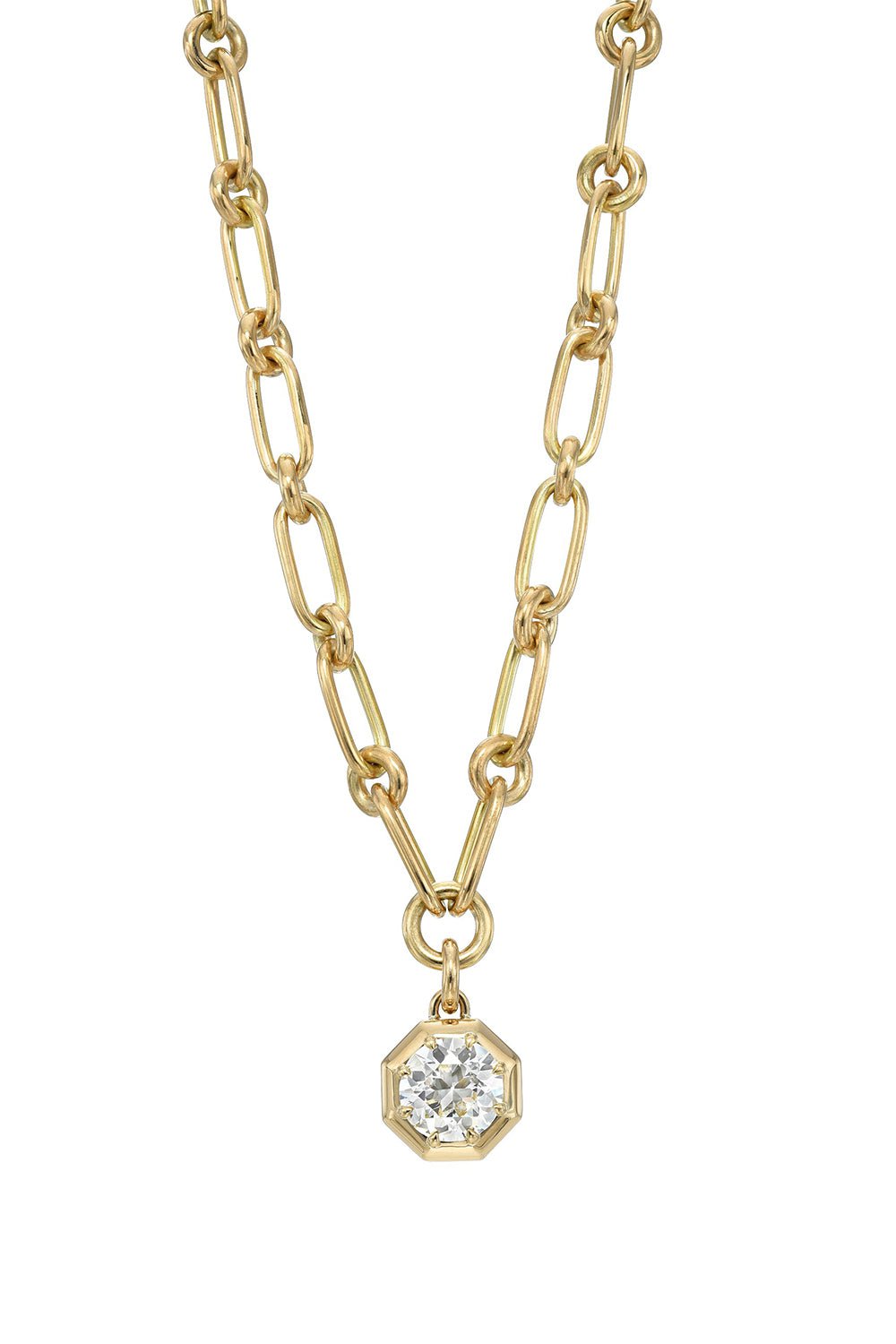 SINGLE STONE-Lola Chain Necklace-YELLOW GOLD