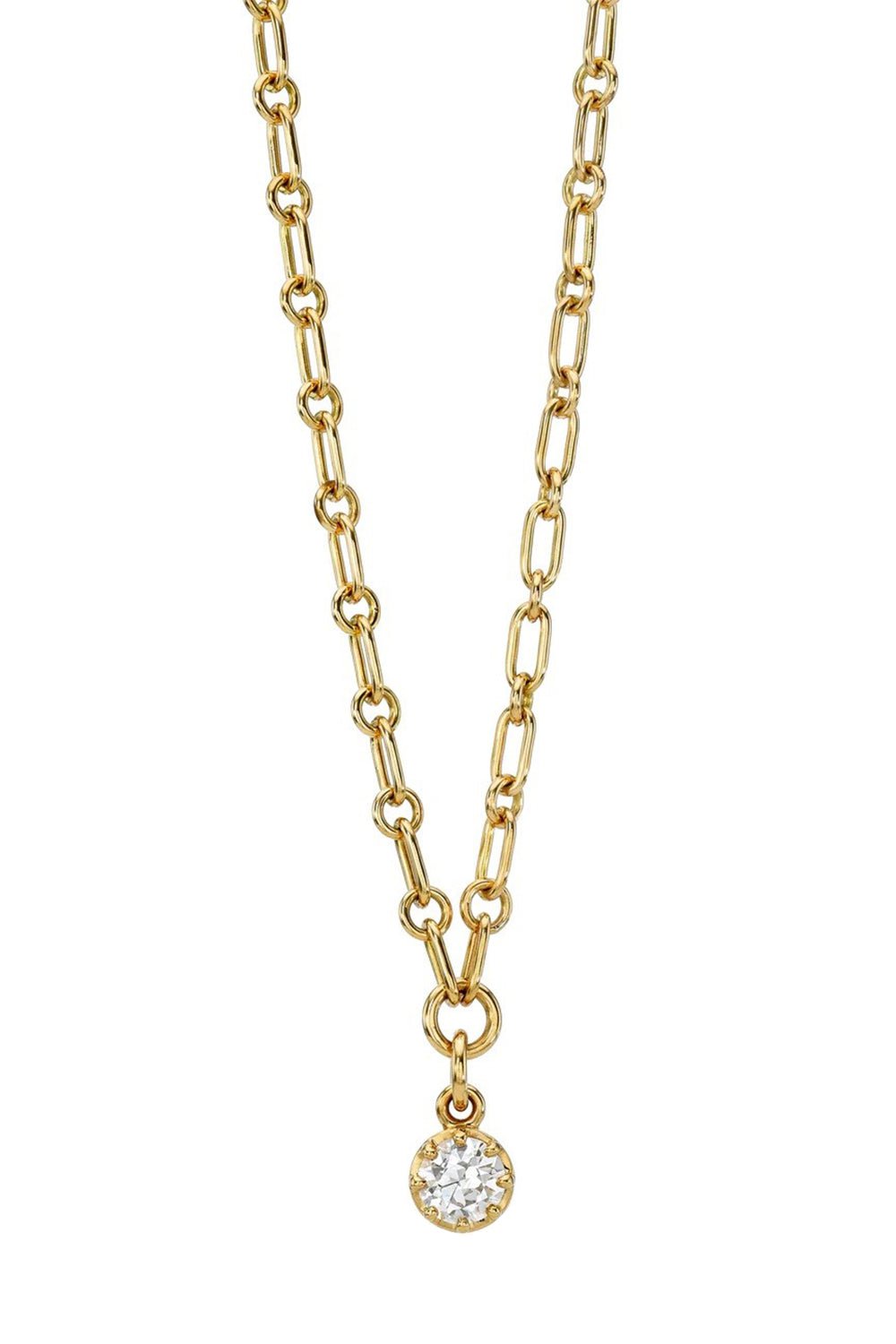 SINGLE STONE-Polly Drop Necklace-YELLOW GOLD