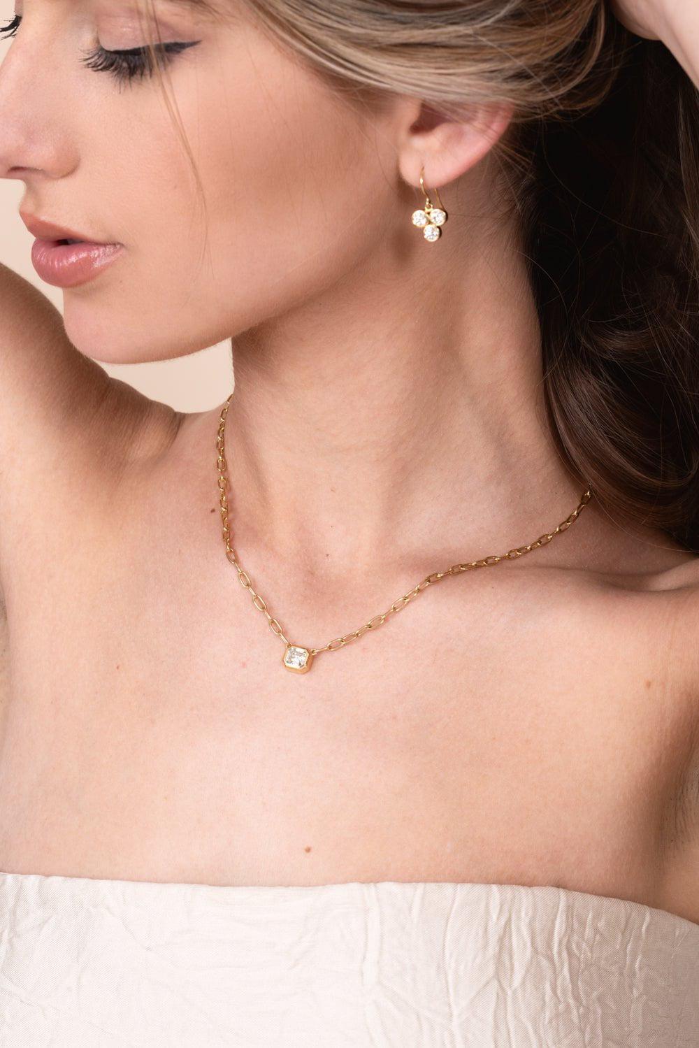 SINGLE STONE-Teddi Necklace-YELLOW GOLD