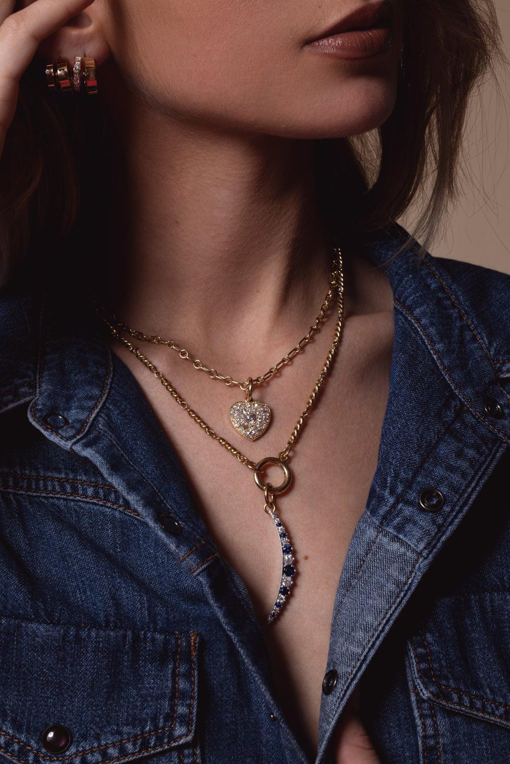 SINGLE STONE-Lara Annex Necklace-YELLOW GOLD