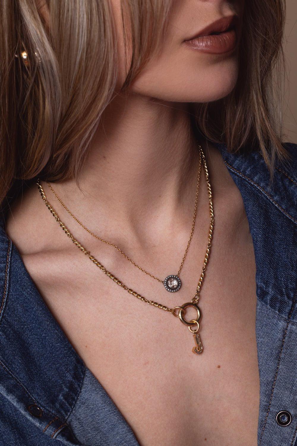 SINGLE STONE-Kendall Necklace-YELLOW GOLD