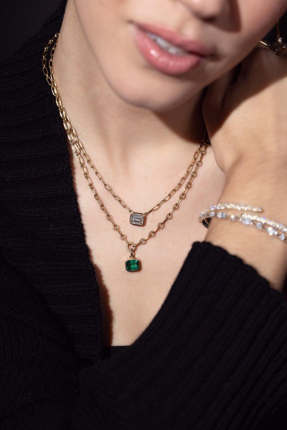 SINGLE STONE-Leah Drop Necklace-YELLOW GOLD
