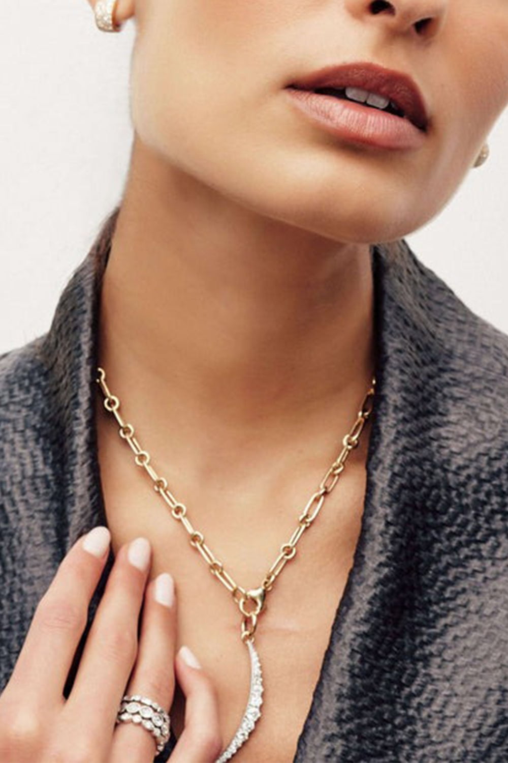 SINGLE STONE-Lo Chain Necklace-YELLOW GOLD