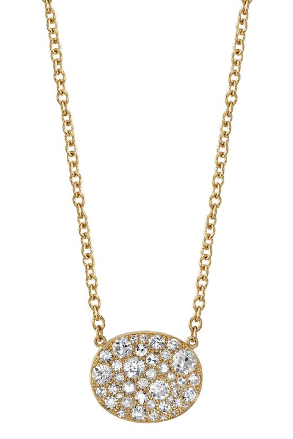 SINGLE STONE-Oval Cobblestone Pendant Necklace-YELLOW GOLD
