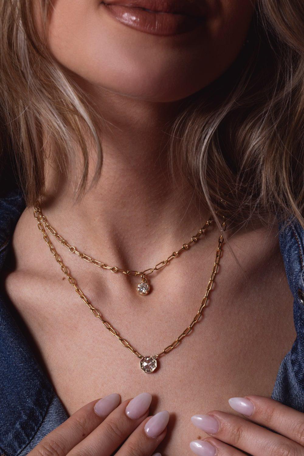 SINGLE STONE-Summer Necklace-YELLOW GOLD