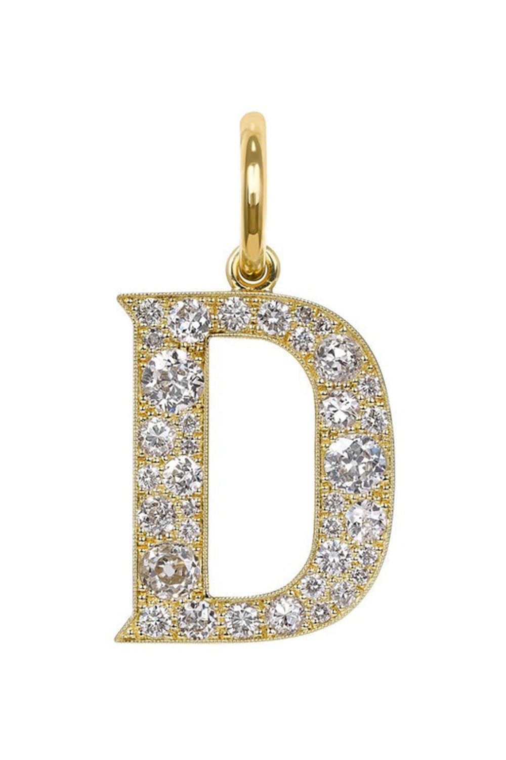 SINGLE STONE-Diamond Initial Pendant-YELLOW GOLD
