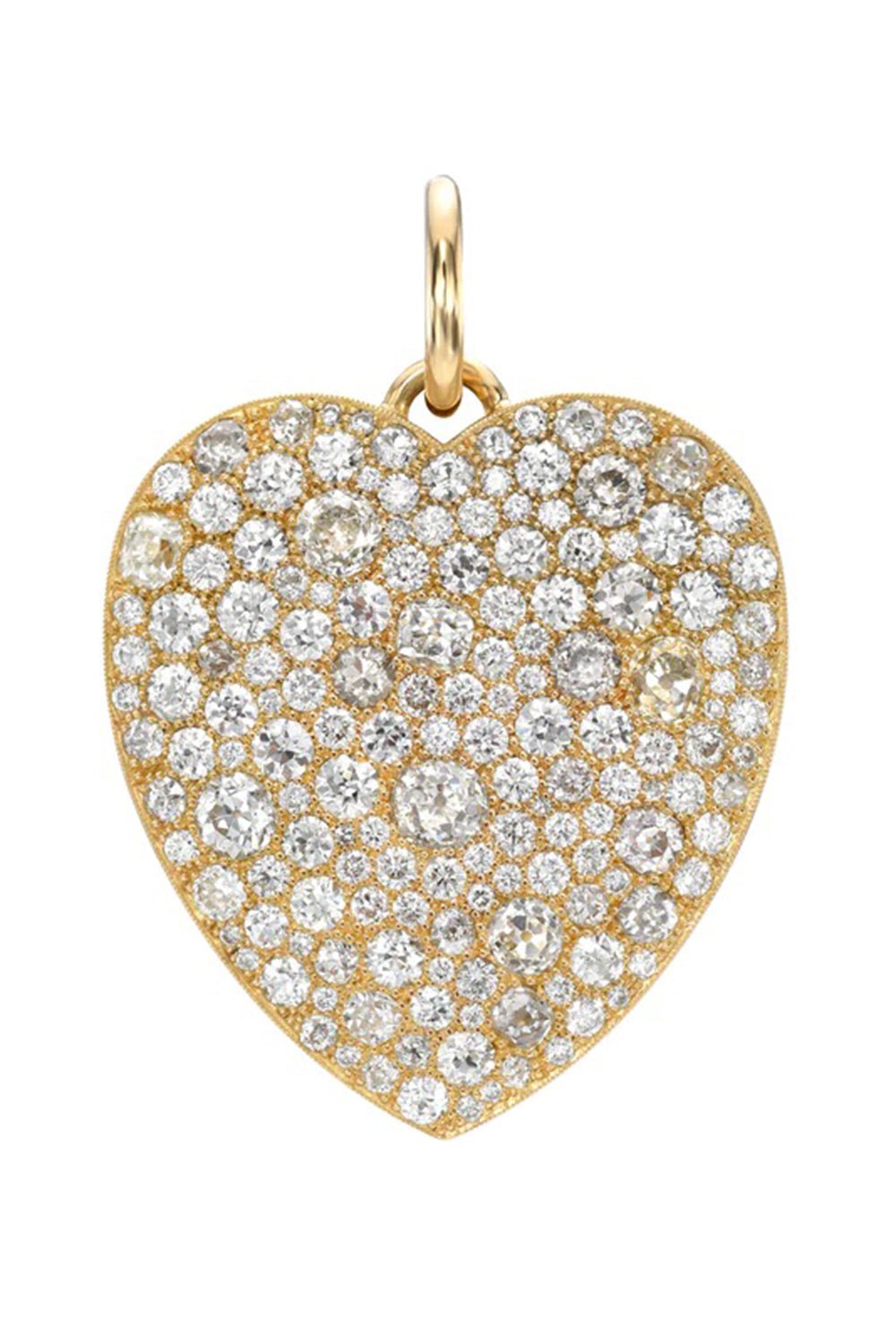SINGLE STONE-Extra Large Cobblestone Heart Pendant-YELLOW GOLD