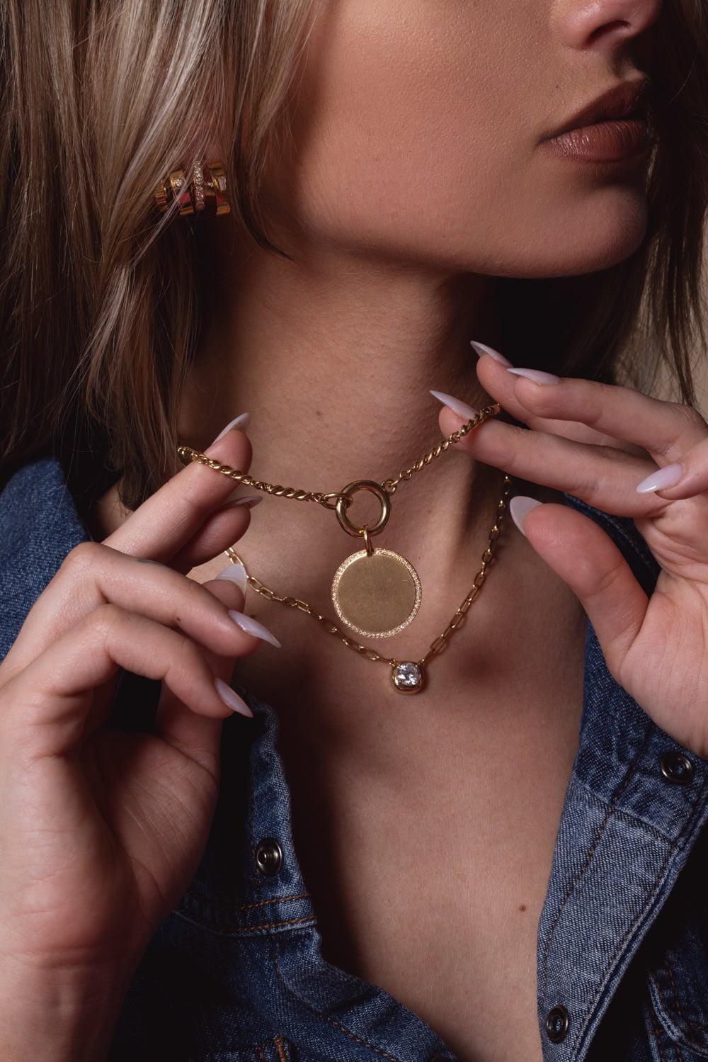 SINGLE STONE-Frame ID Pendant-YELLOW GOLD