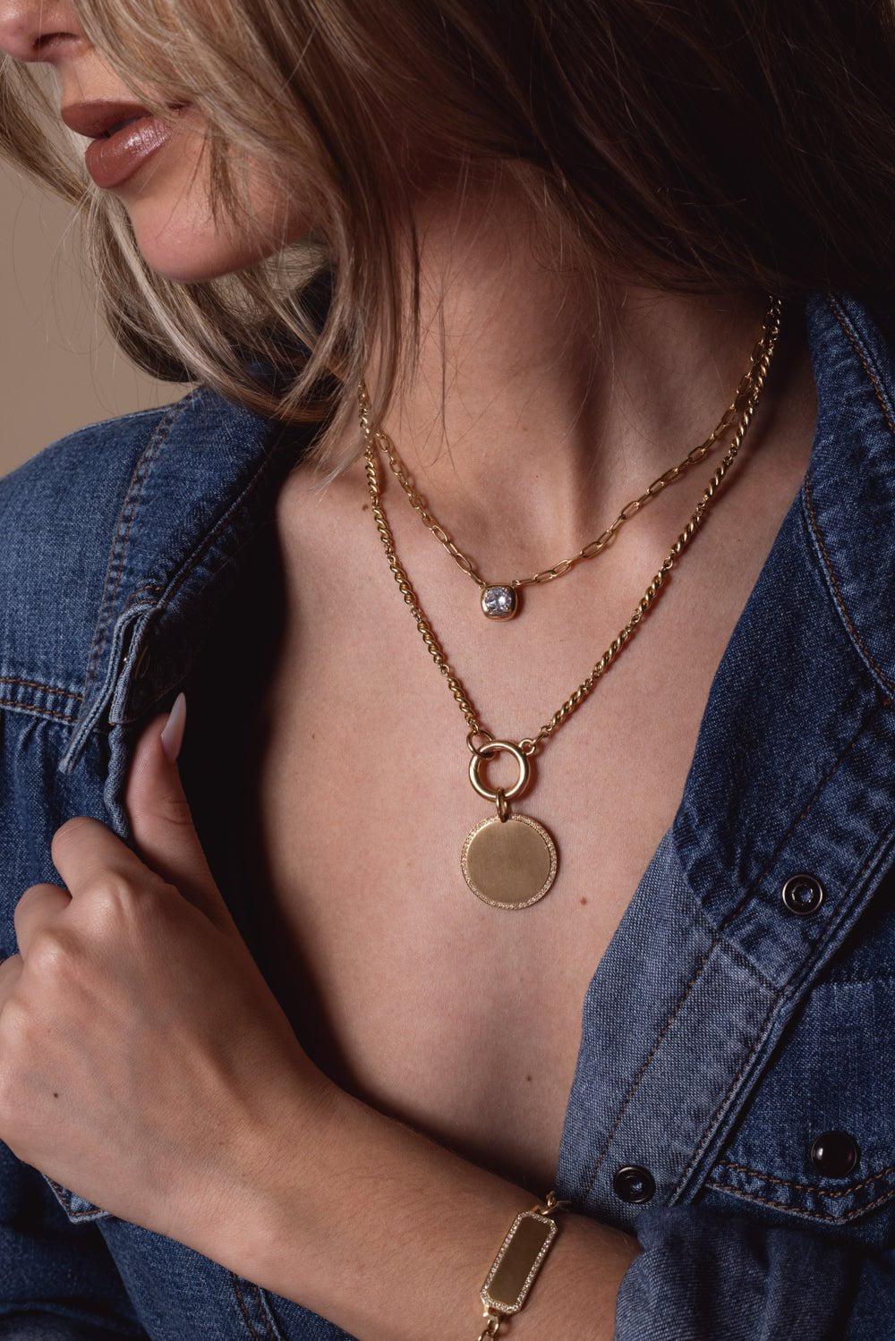 SINGLE STONE-Frame ID Pendant-YELLOW GOLD