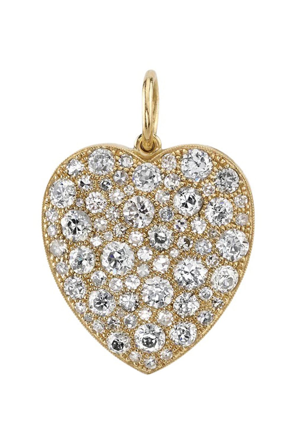 SINGLE STONE-Large Cobblestone Heart Pendant-YELLOW GOLD