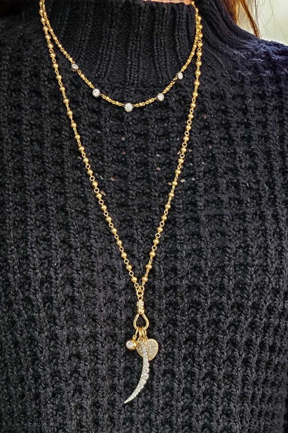 SINGLE STONE-Luna Pendant-YELLOW GOLD