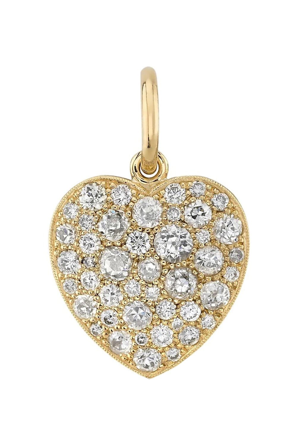 SINGLE STONE-Medium Cobble Diamond Heart Pendant-YELLOW GOLD