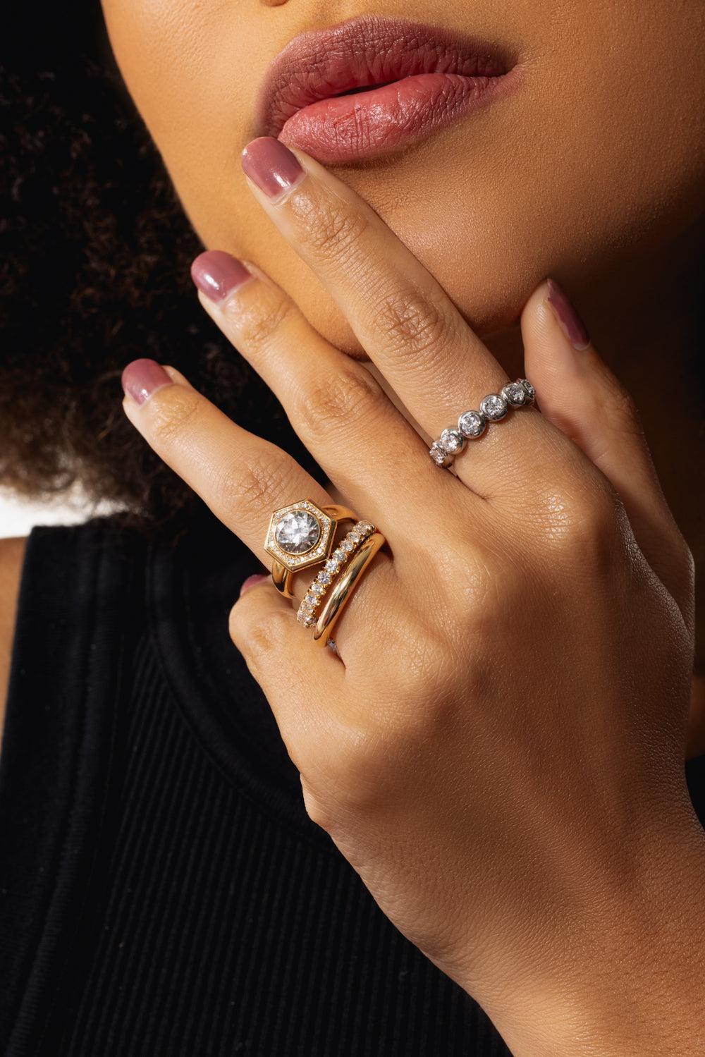 Leda Eternity Ring-YELLOW GOLD-6.5-JEWELRYFINE JEWELRING-SINGLE STONE