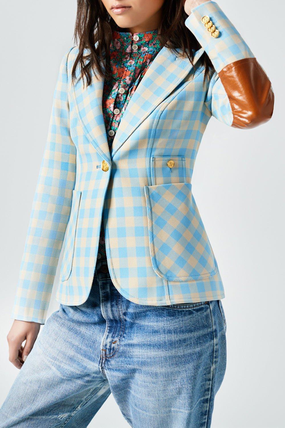 SMYTHE-Duchess Blazer - Cornflower Check-