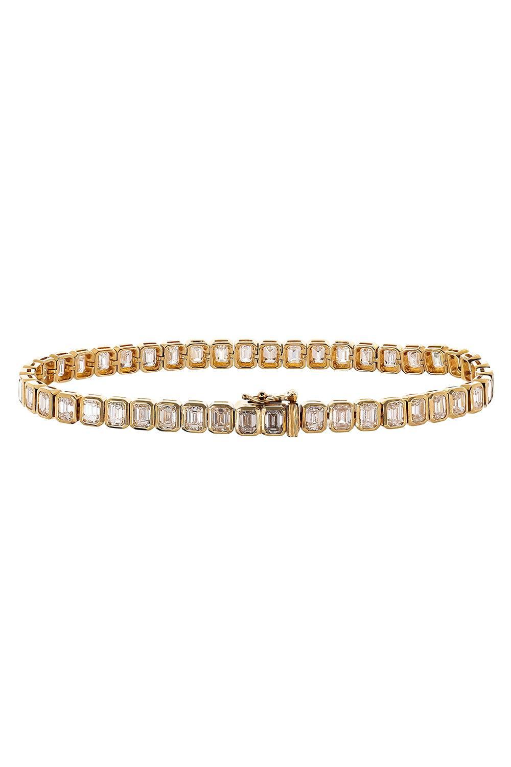 Diamond Emerald Cut Tennis Bracelet-YELLOW GOLD-JEWELRYFINE JEWELBRACELET O-SOFIA LAROUSSI