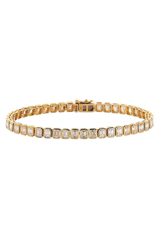 Diamond Emerald Cut Tennis Bracelet-YELLOW GOLD-JEWELRYFINE JEWELBRACELET O-SOFIA LAROUSSI