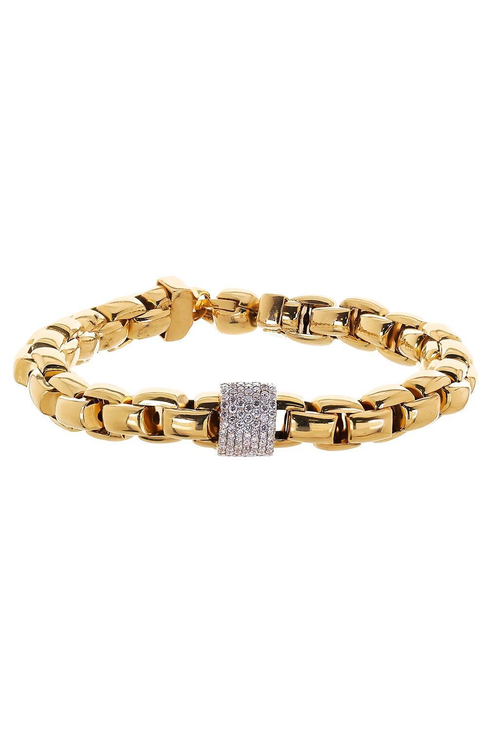 Diamond Rondelle Link Bracelet-YELLOW GOLD-JEWELRYFINE JEWELBRACELET O-SOFIA LAROUSSI