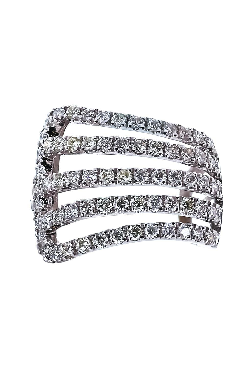 Diamond Five Row Open Ear Cuff-WHITE GOLD-JEWELRYFINE JEWELEARRING-SOFIA LAROUSSI