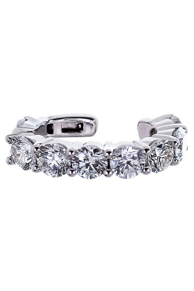 Diamond One Row Ear Cuff - White Gold