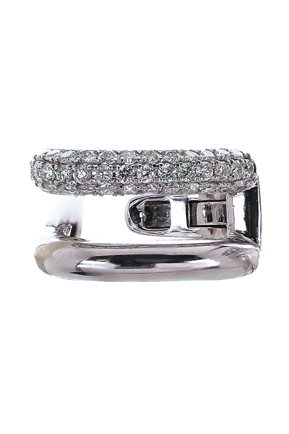 Diamond Pave Plain Two Row Ear Cuff - White Gold-WHITE GOLD-JEWELRYFINE JEWELEARRING-SOFIA LAROUSSI
