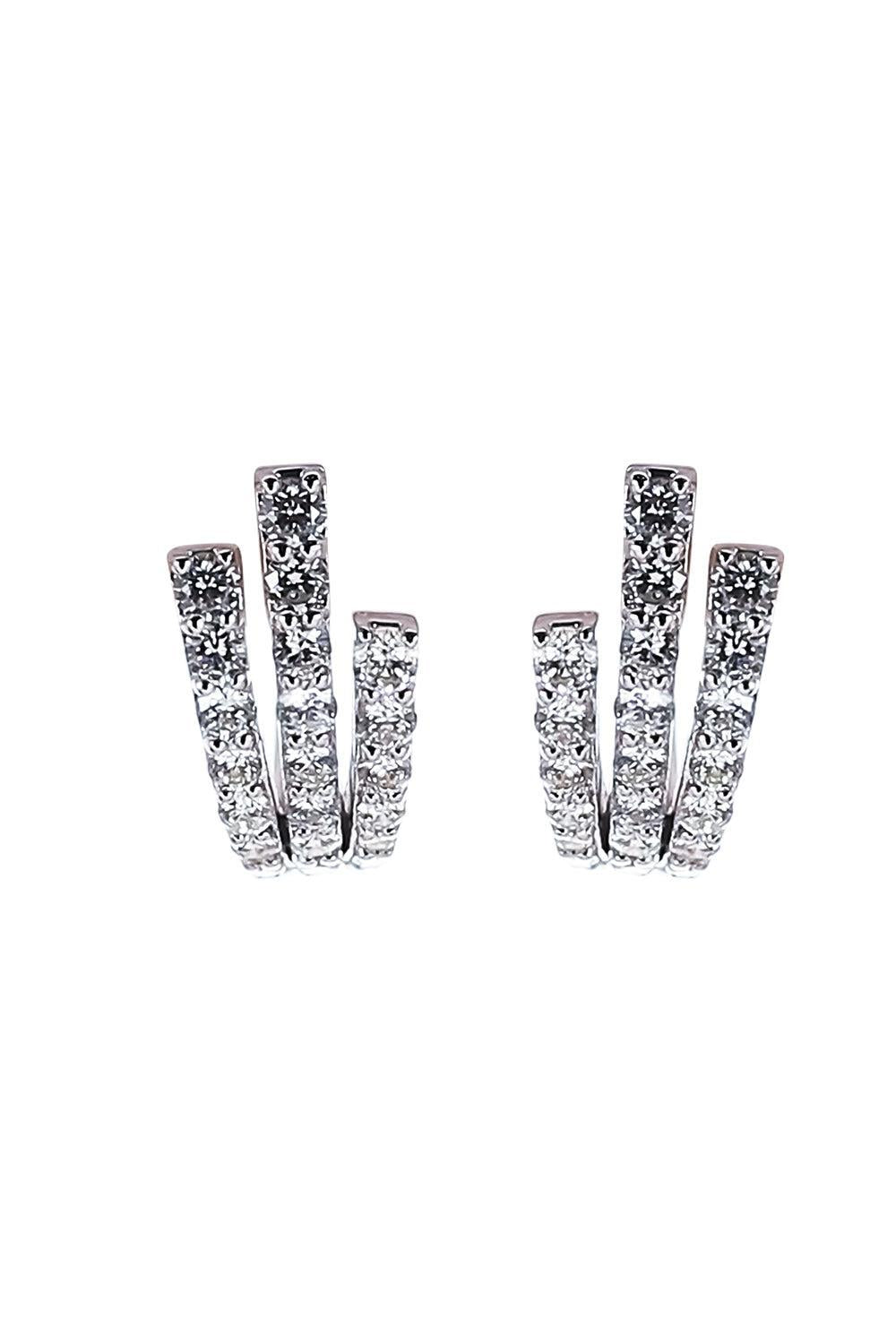  Diamond Three Line Stud Earrings - White Gold-WHITE GOLD-JEWELRYFINE JEWELEARRING-SOFIA LAROUSSI 