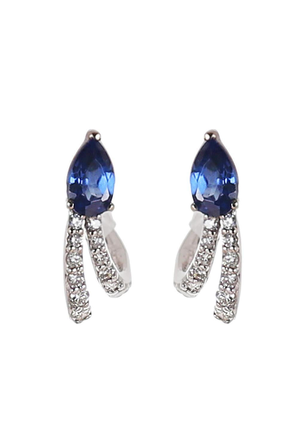 Sapphire Diamond Huggie Hoop Earrings-WHITE GOLD-JEWELRYFINE JEWELEARRING-SOFIA LAROUSSI