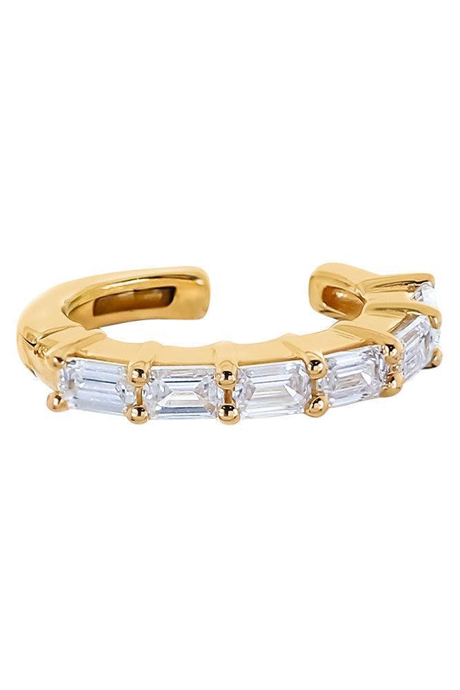 Diamond Baguette Ear Cuff-YELLOW GOLD-JEWELRYFINE JEWELEARRING-SOFIA LAROUSSI