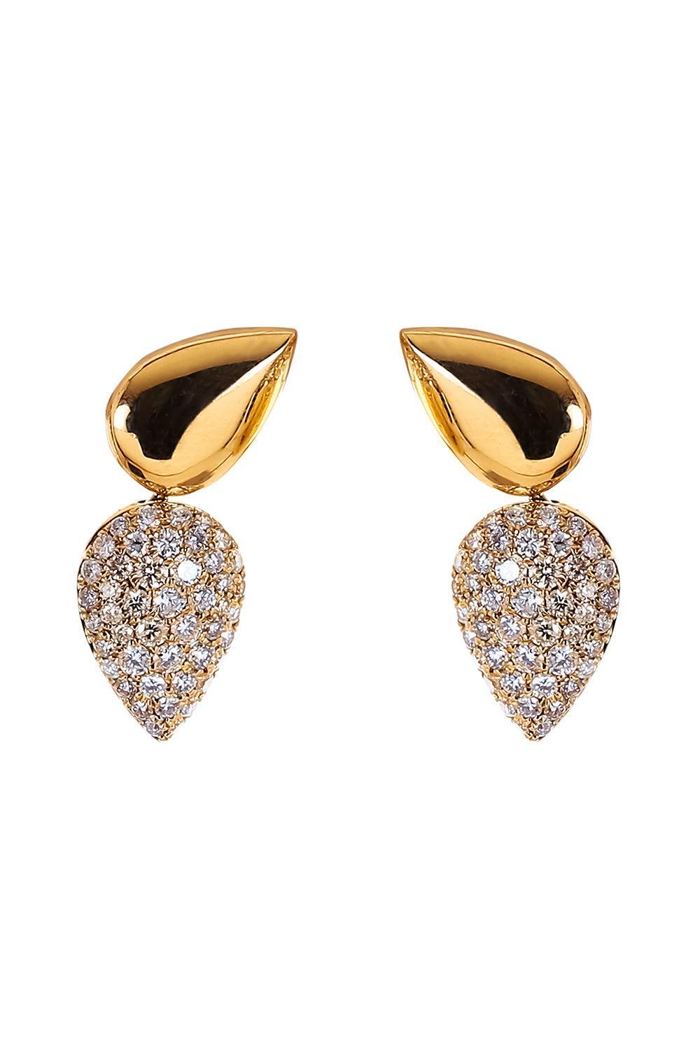 Diamond Double Tear Drop Earrings-YELLOW GOLD-JEWELRYFINE JEWELEARRING-SOFIA LAROUSSI