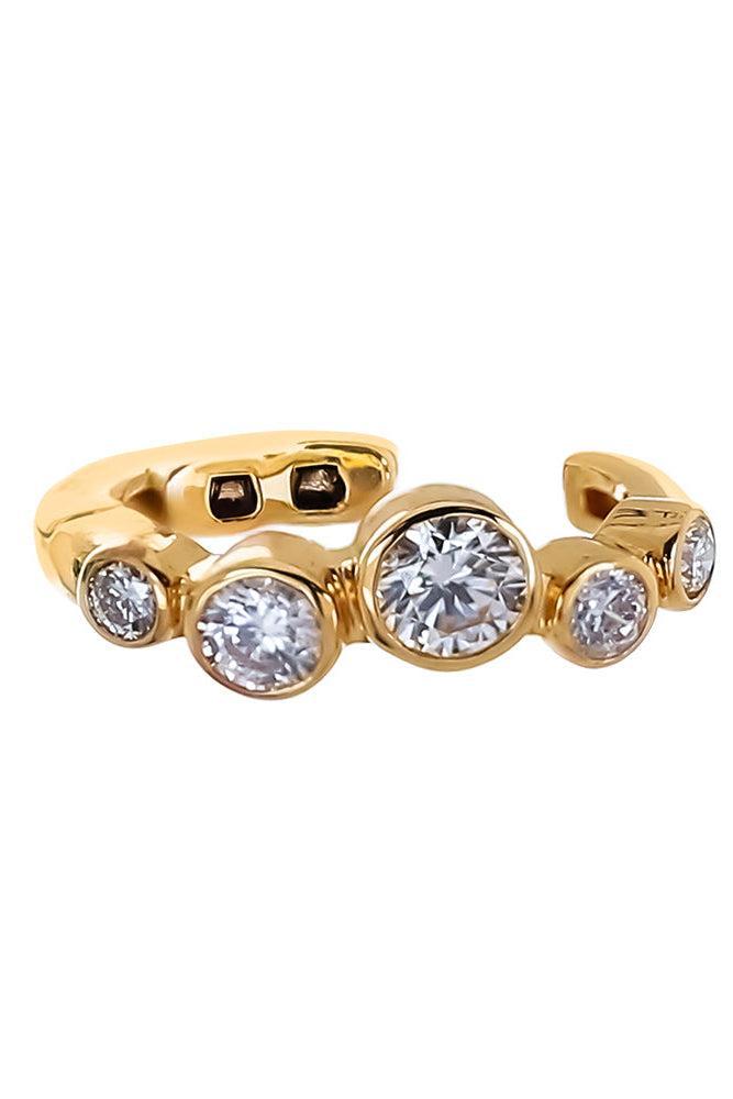 Diamond Five Bezel Ear Cuff-YELLOW GOLD-JEWELRYFINE JEWELEARRING-SOFIA LAROUSSI
