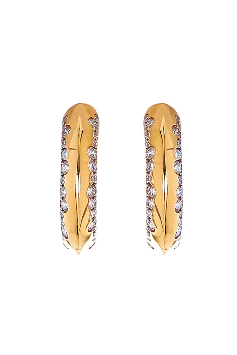 Diamond Knife Edge Hoop Earrings-YELLOW GOLD-JEWELRYFINE JEWELEARRING-SOFIA LAROUSSI