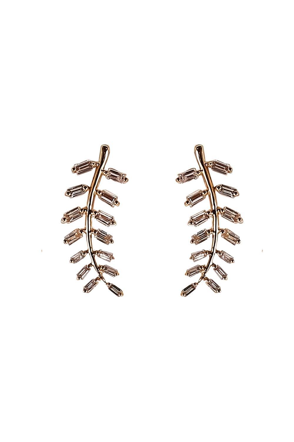 Diamond Leaf Stud Earrings-YELLOW GOLD-JEWELRYFINE JEWELEARRING-SOFIA LAROUSSI