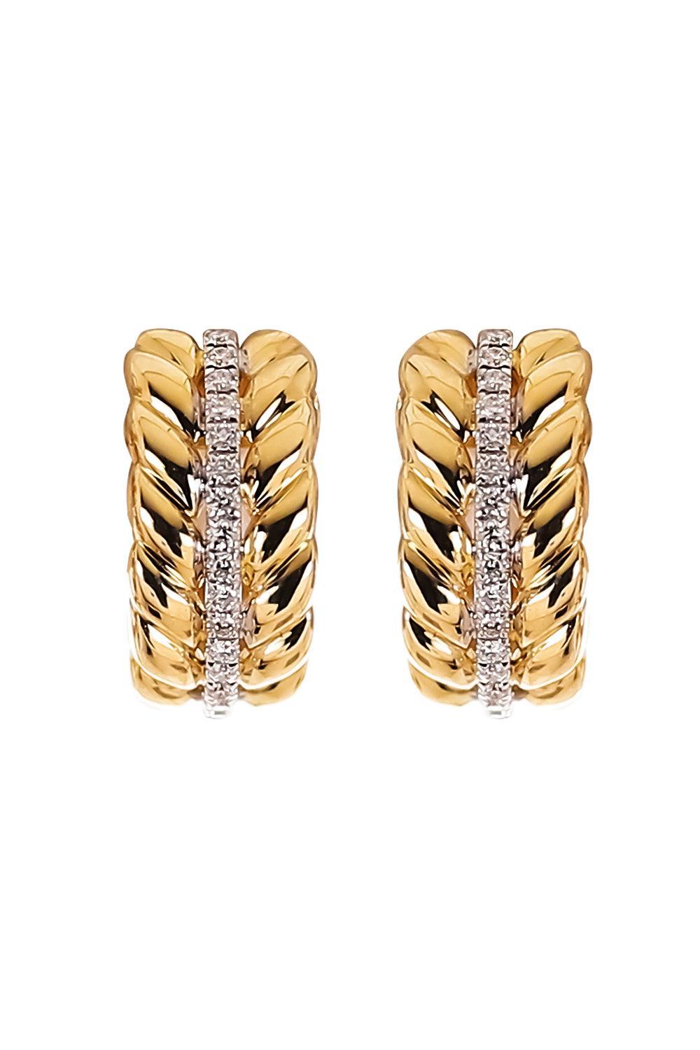 Diamond Line Texture Earrings-YELLOW GOLD-JEWELRYFINE JEWELEARRING-SOFIA LAROUSSI