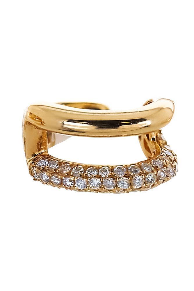 Diamond Pave Plain Two Row Ear Cuff - Yellow Gold-YELLOW GOLD-JEWELRYFINE JEWELEARRING-SOFIA LAROUSSI