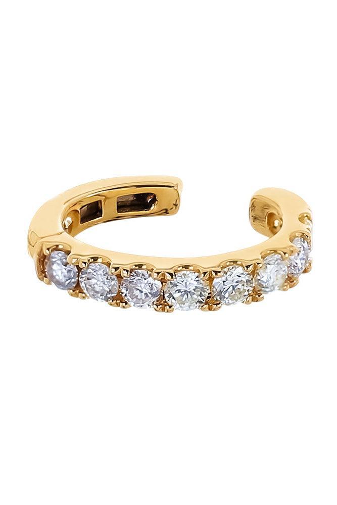 Diamond Pave Single Row Ear Cuff - Yellow Gold-YELLOW GOLD-JEWELRYFINE JEWELEARRING-SOFIA LAROUSSI