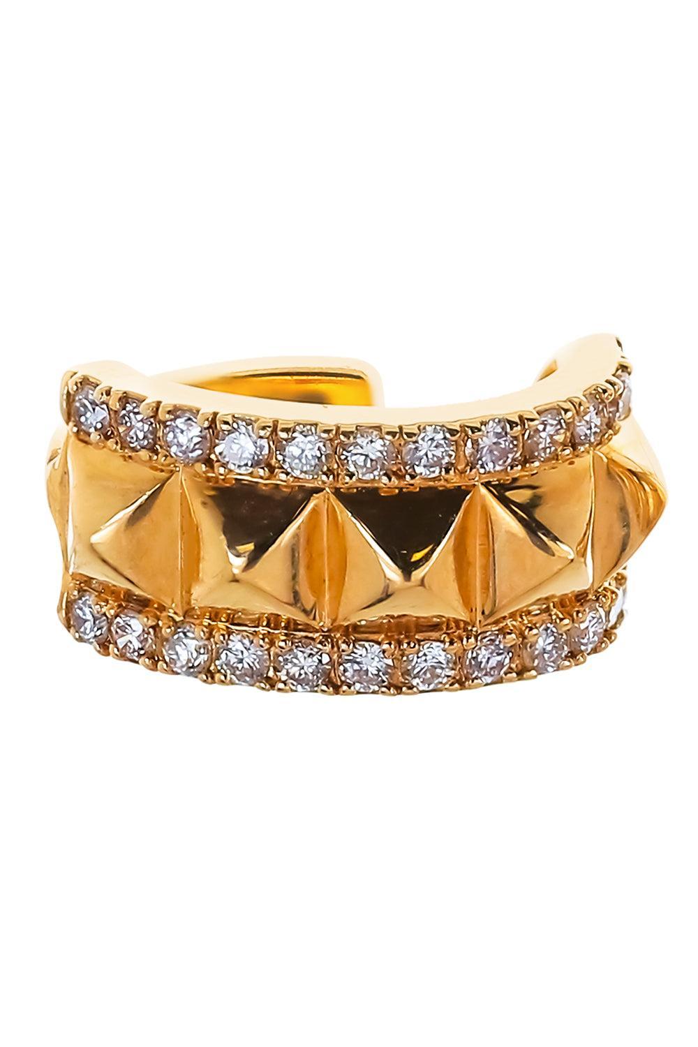  Diamond Pave Stud Ear Cuff-YELLOW GOLD-JEWELRYFINE JEWELEARRING-SOFIA LAROUSSI 