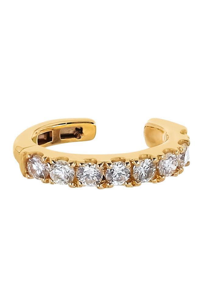 Diamond Round Single Row Ear Cuff-YELLOW GOLD-JEWELRYFINE JEWELEARRING-SOFIA LAROUSSI