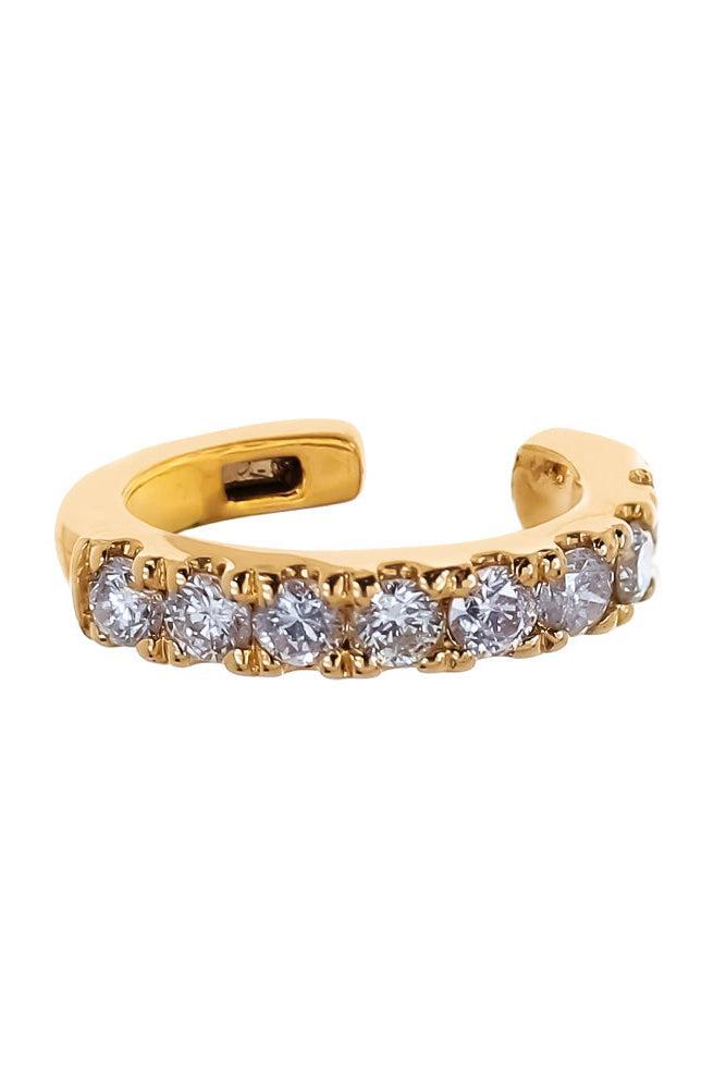  Diamond Single Row Ear Cuff - Yellow Gold-YELLOW GOLD-JEWELRYFINE JEWELEARRING-SOFIA LAROUSSI 