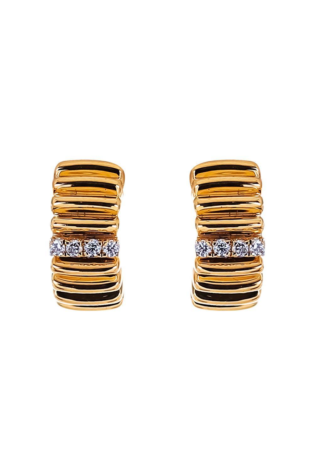  Diamond Single Section Huggie Hoop Earrings-YELLOW GOLD-JEWELRYFINE JEWELEARRING-SOFIA LAROUSSI 