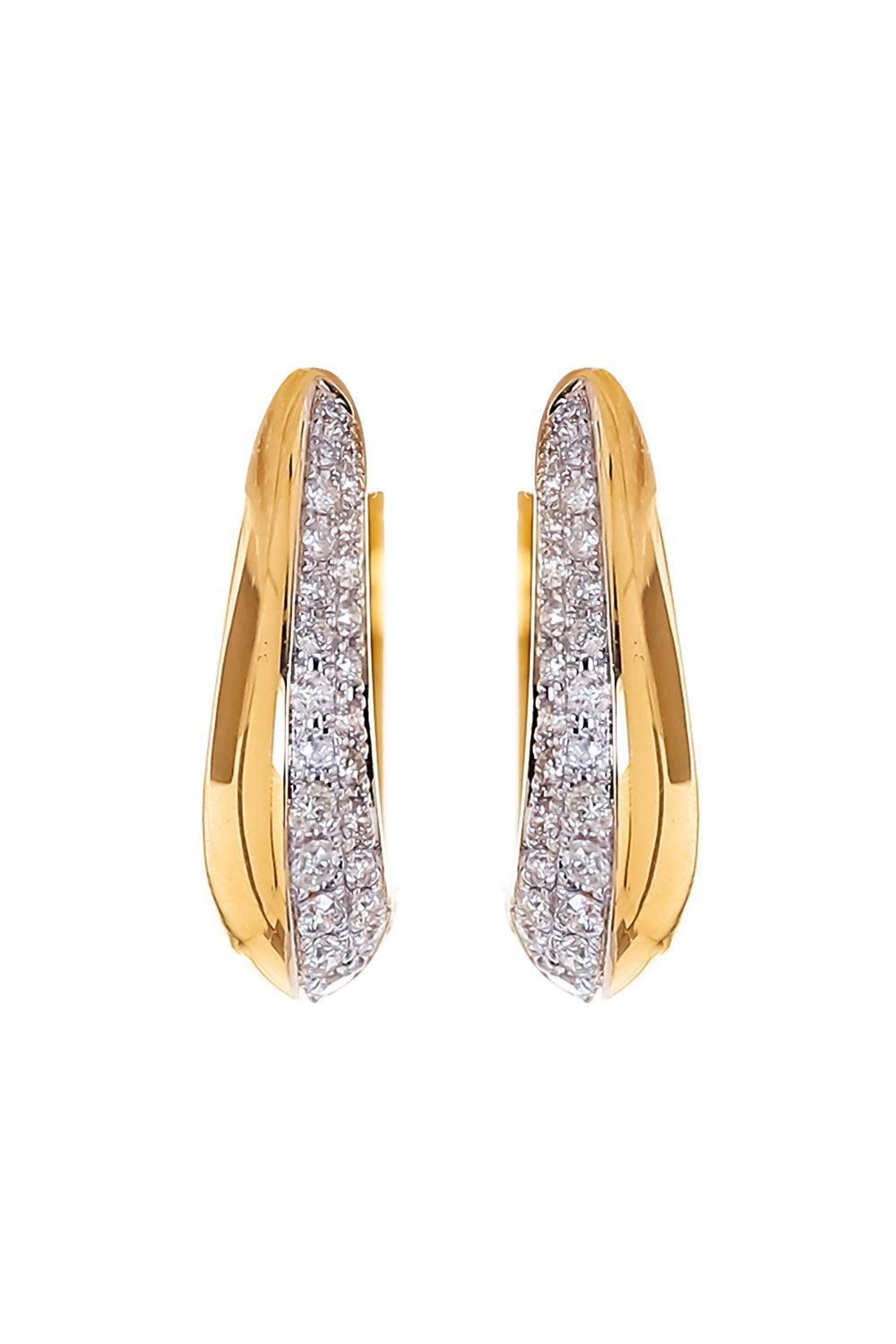 Diamond Single Side Hoop Earrings-YELLOW GOLD-JEWELRYFINE JEWELEARRING-SOFIA LAROUSSI