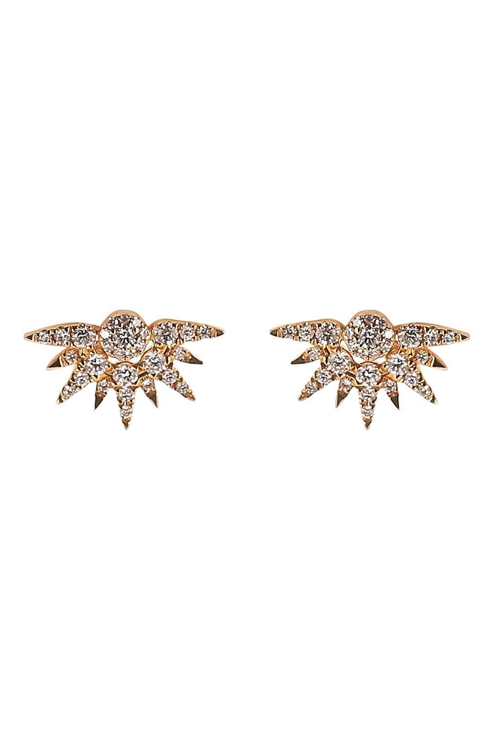  Diamond Sunburst Stud Earrings-YELLOW GOLD-JEWELRYFINE JEWELEARRING-SOFIA LAROUSSI 