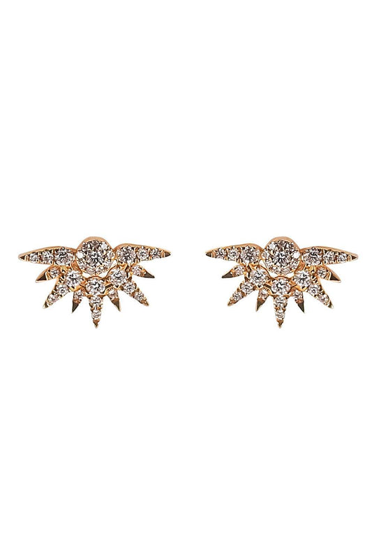 Diamond Sunburst Stud Earrings-YELLOW GOLD-JEWELRYFINE JEWELEARRING-SOFIA LAROUSSI